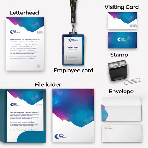 Geometric Blue & Purple Corporate Stationery Set – Includes 6 Items Geometric Blue & Purple Corporate Stationery Set – Includes 6 Items