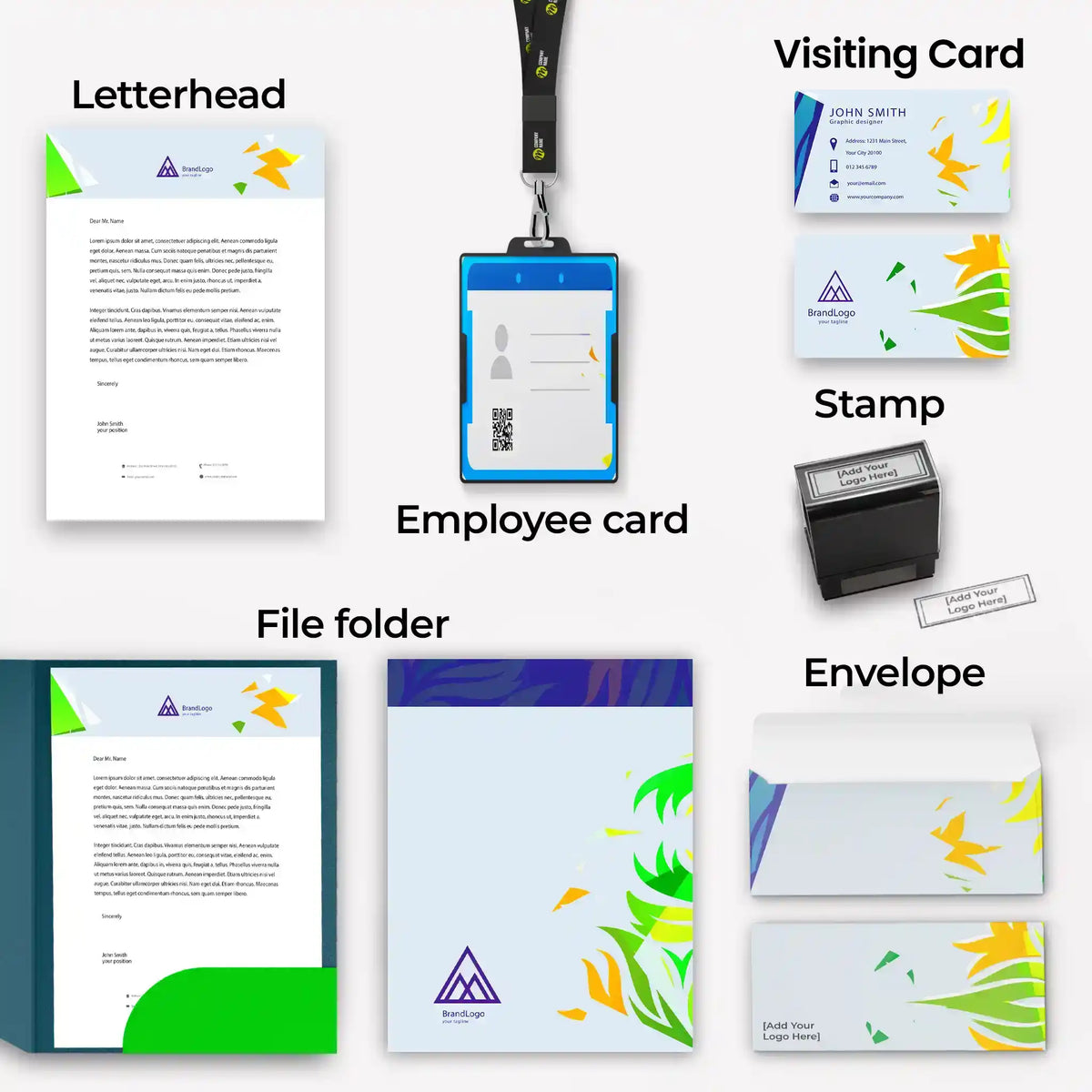 Corporate Business Essentials Bundle – Abstract Green & Yellow