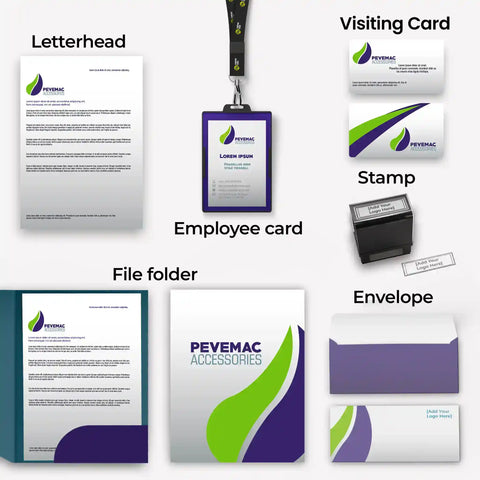 Green & Purple Corporate Stationery Bundle – Includes 6 Items