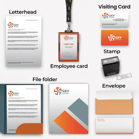 Orange & White Corporate Stationery Set – Includes 6 Items
