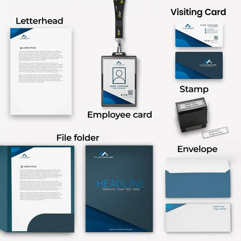 Elegant Dark Blue Corporate Stationery Bundle – Includes 6 Items