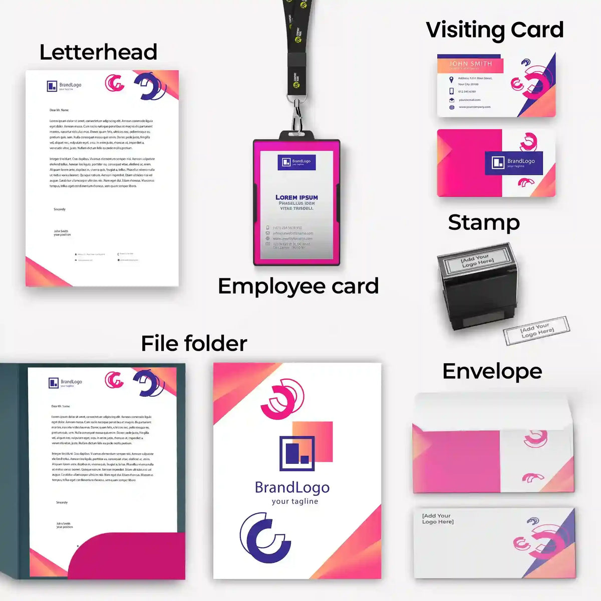 Pink & Purple Corporate Stationery Bundle