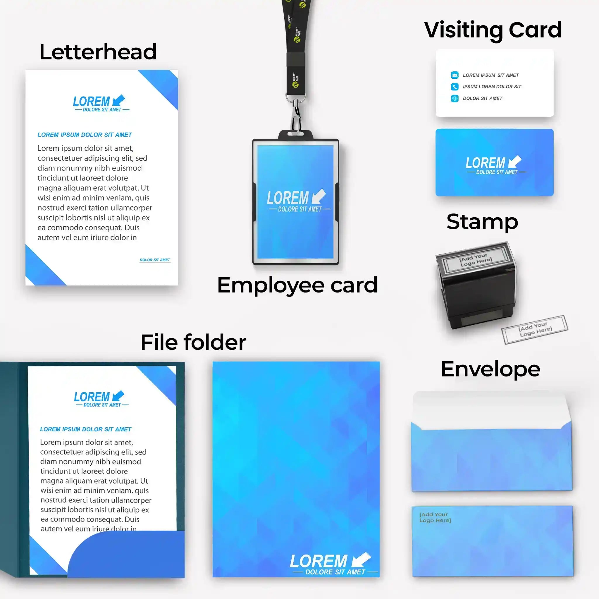 Sleek Blue Corporate Stationery Bundle – Includes 6 Essential Items