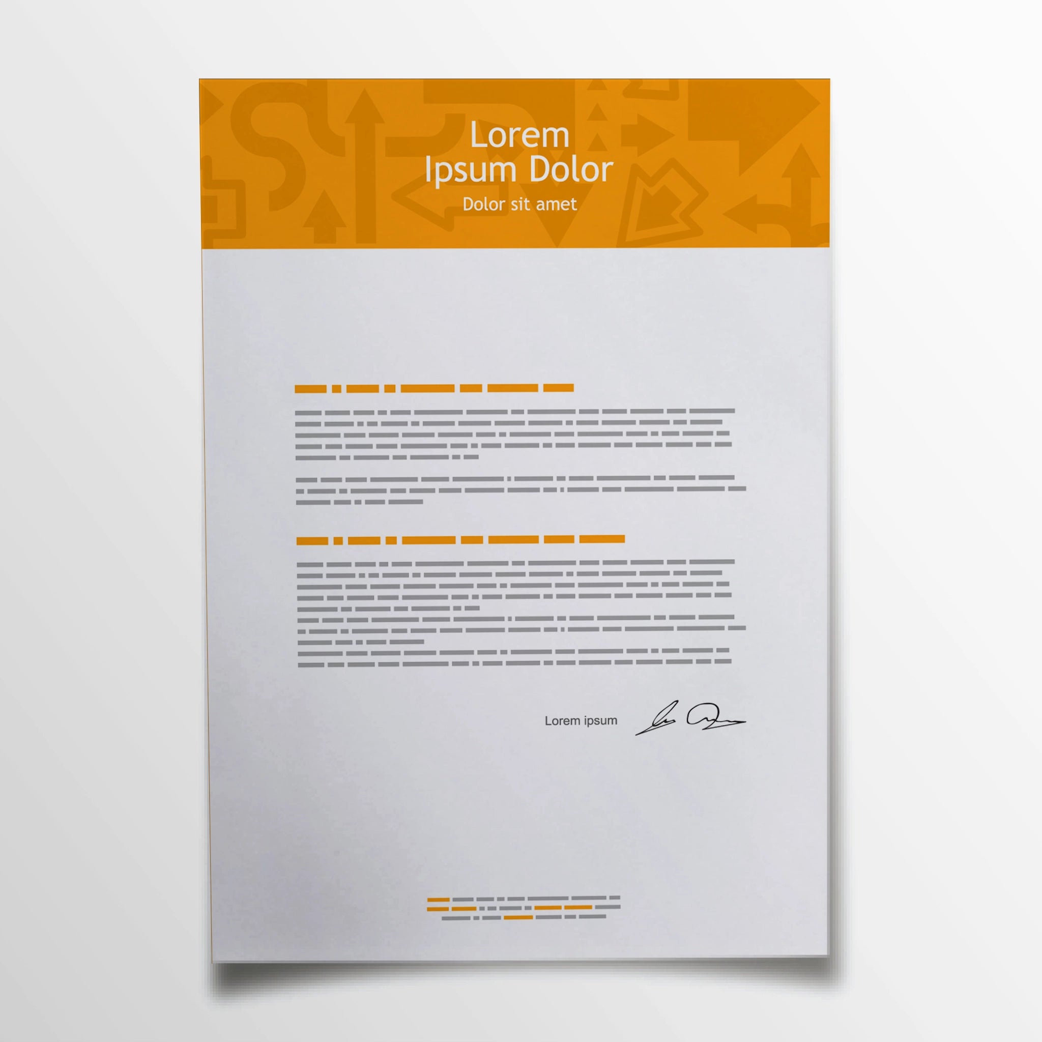 Professional Orange Header Letterheads – Modern & Sleek