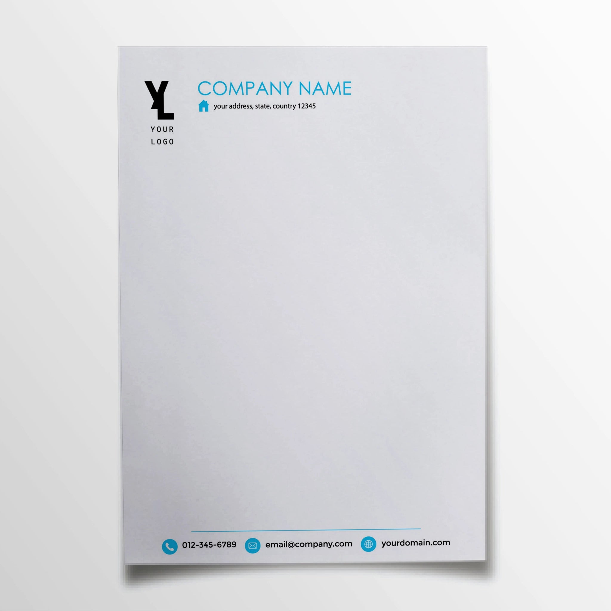Minimalist Blue & Black Letterheads – Sleek & Professional
