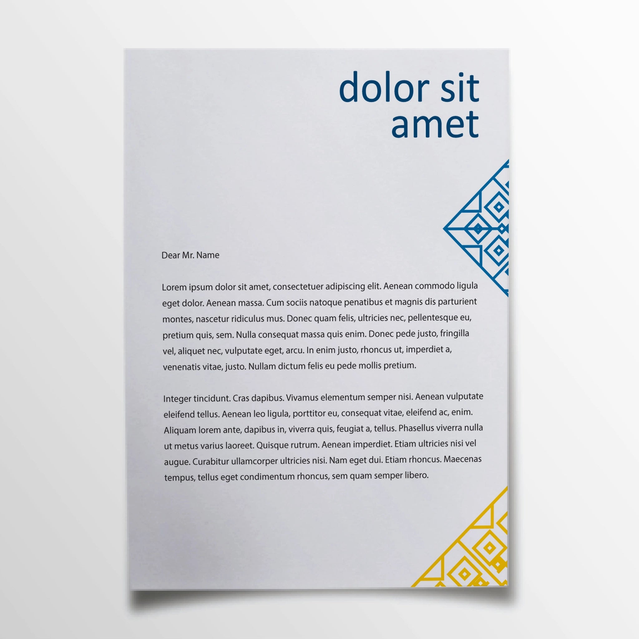 Elegant Blue & Yellow Letterheads – Modern & Professional