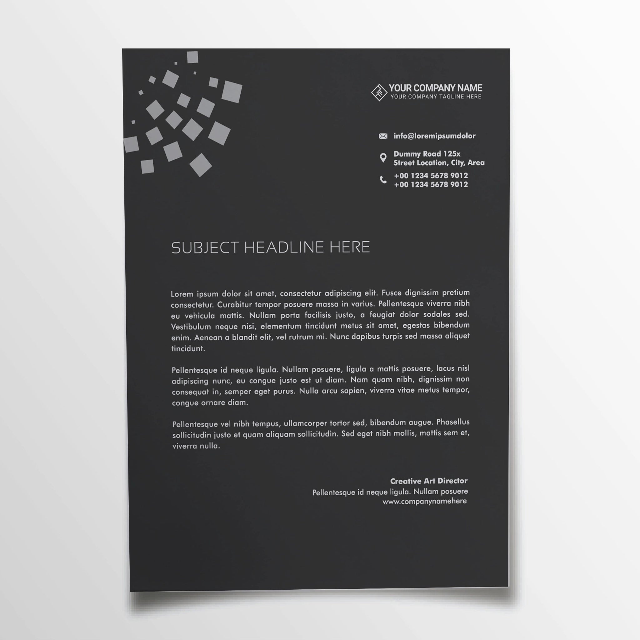 Luxury Black Letterhead – Bold & Professional Business Stationery