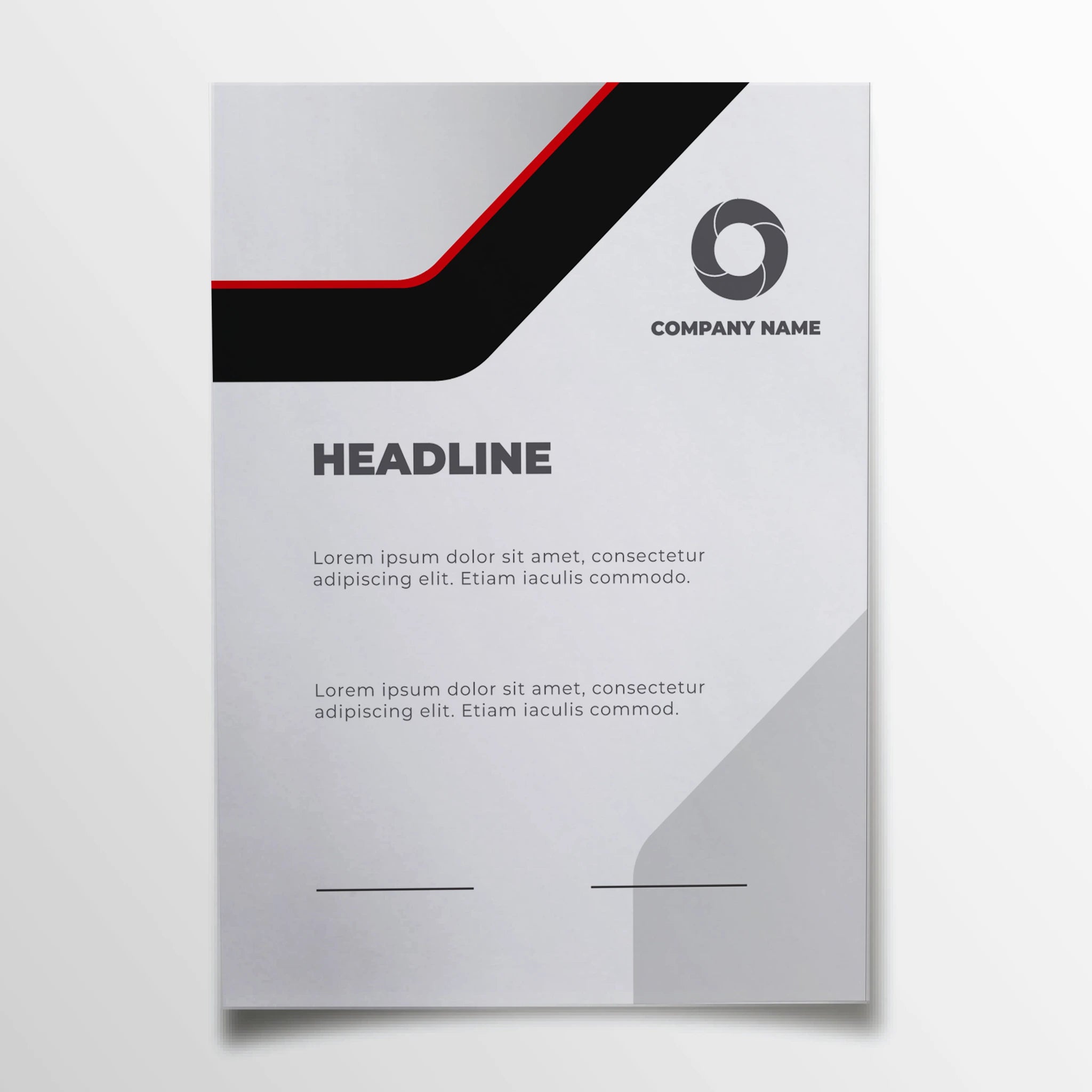 Black & Red Modern Letterhead – Sleek & Professional Design
