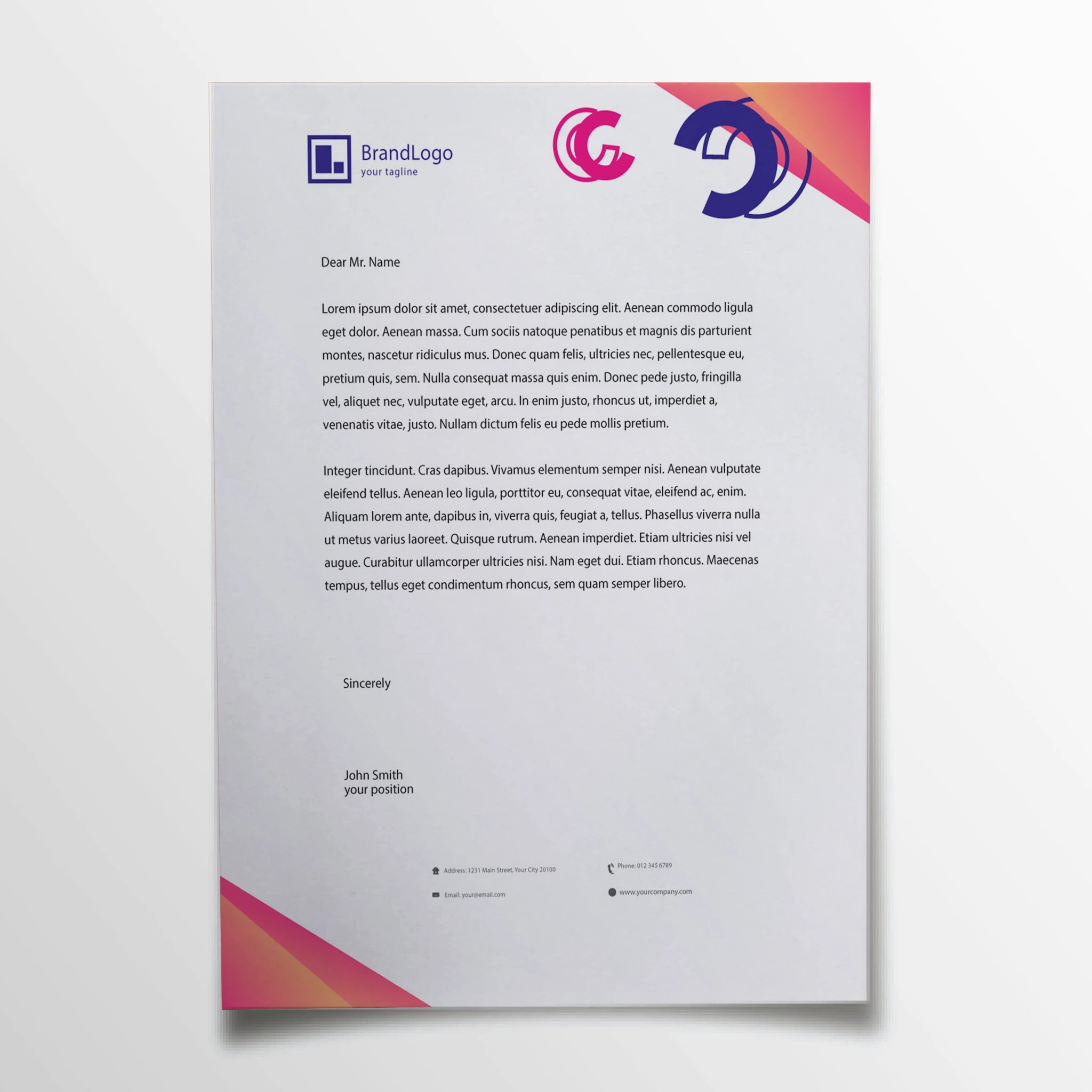 Modern Gradient Business Letterhead – Sleek & Vibrant Design