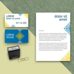 Blue & Gold Stationery Set – Custom Business Cards, Letterheads & Stamp