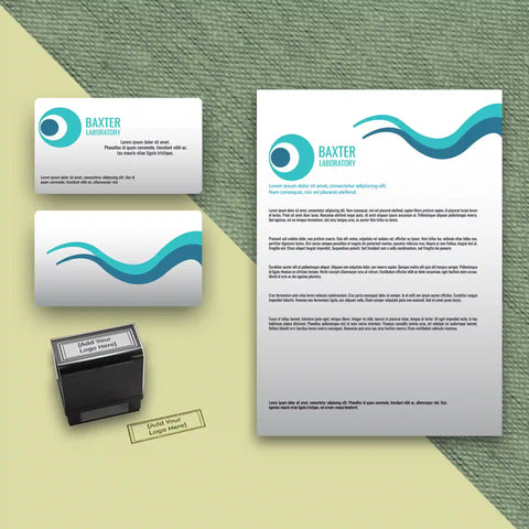 Blue Wave Business Stationery Set – Custom Business Cards, Letterheads & Stamp