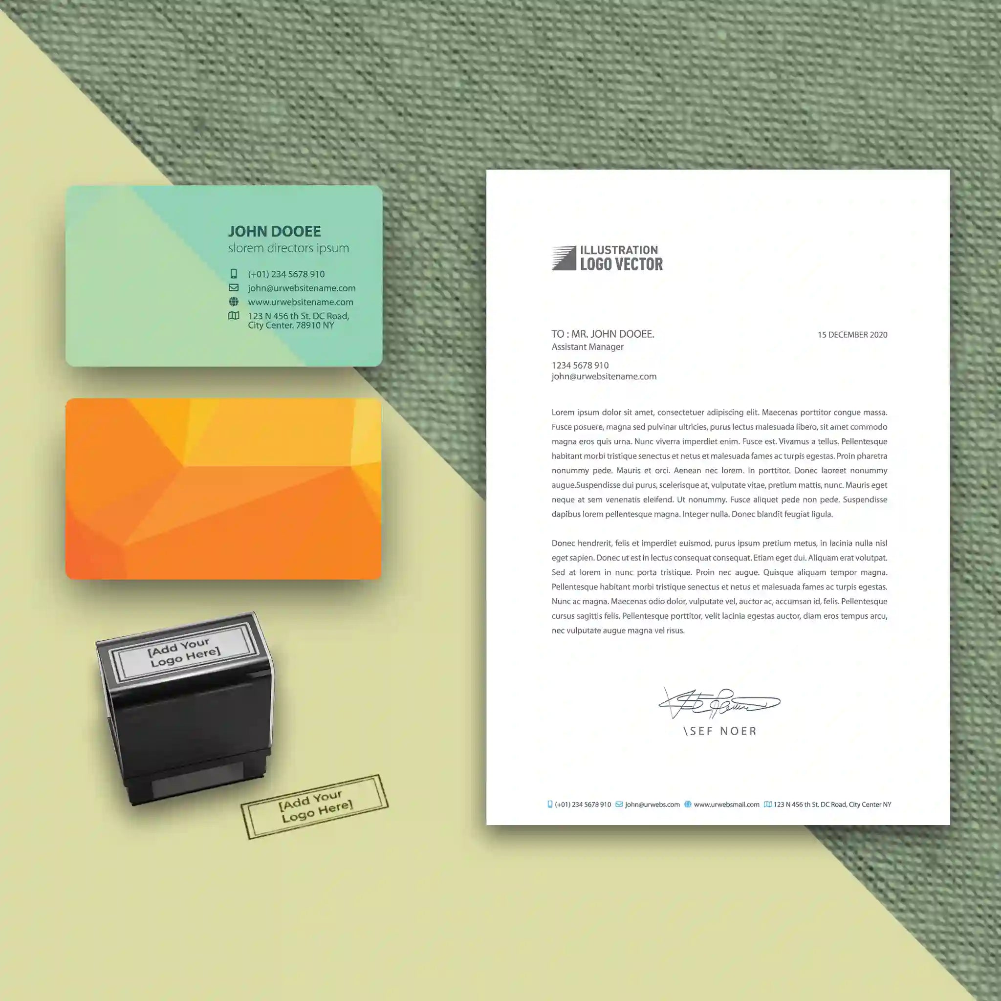 Premium Business Stationery Bundle – Business Cards, Letterheads & Stamp