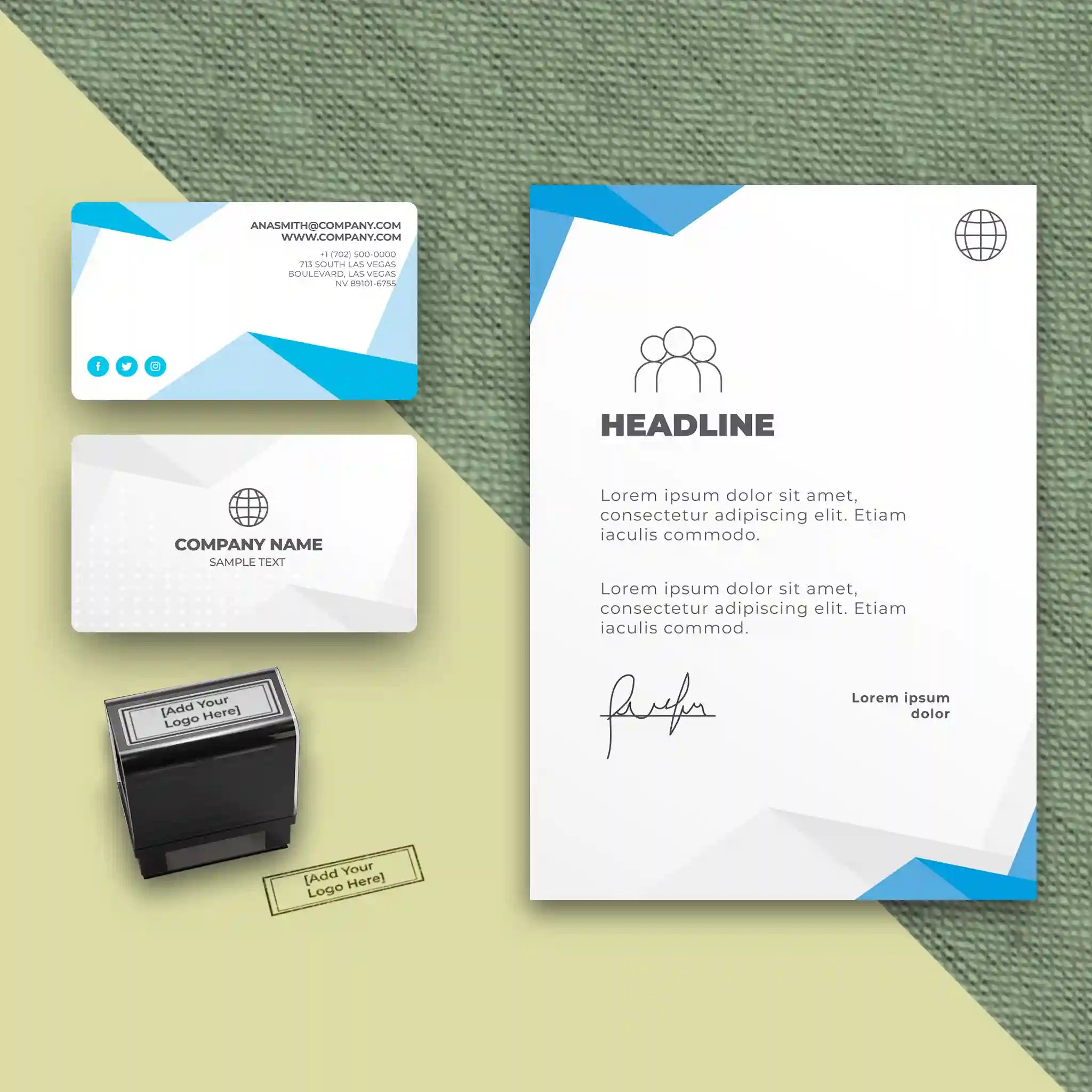 Modern Blue & White Business Essentials Bundle – Professional & Sleek