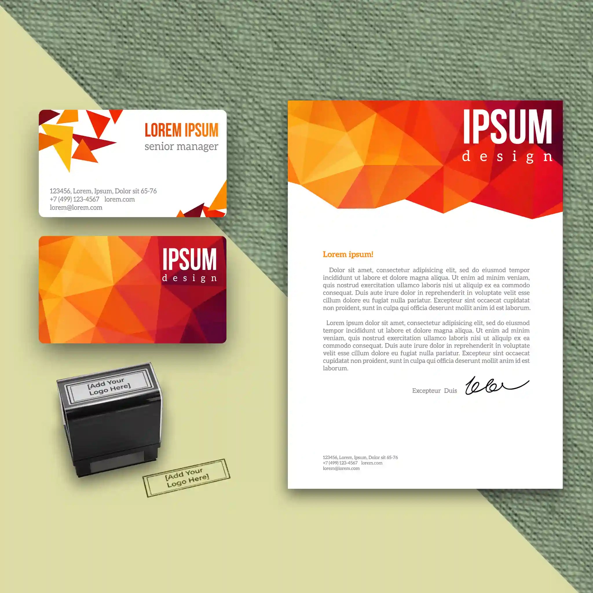 Fiery Orange Geometric Business Essentials Bundle – Bold & Modern