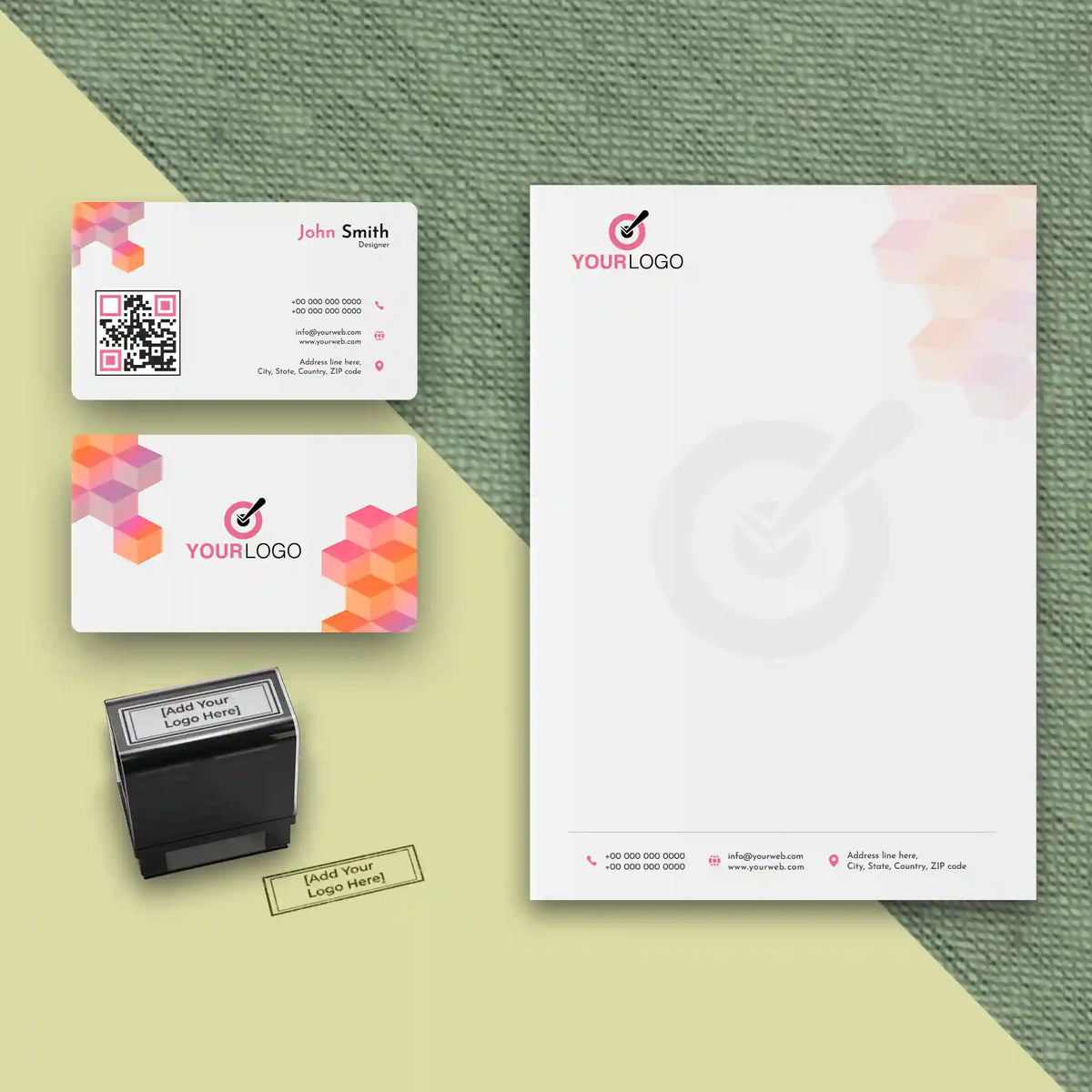 Elegant Hexagonal Business Essentials Bundle – Modern & Vibrant