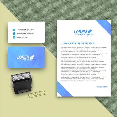 Sleek Blue Business Stationery Bundle – Business Cards, Letterheads & Stamp