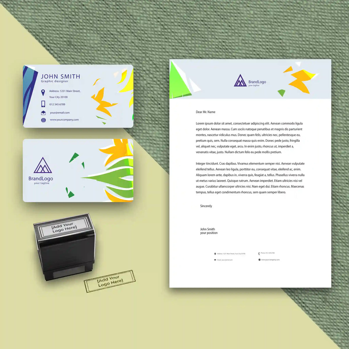Startup Business Essentials Bundle – Abstract Green & Yellow