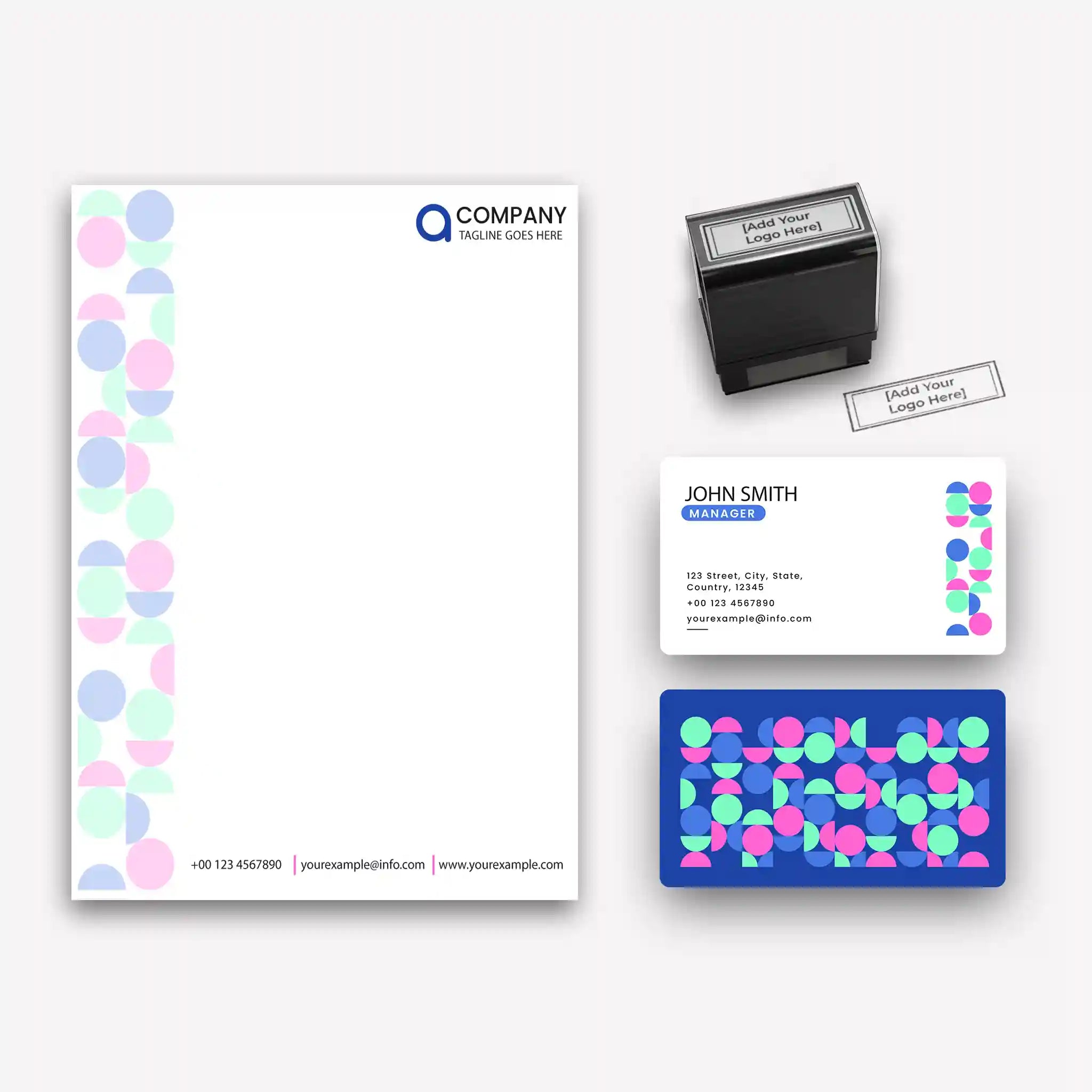 Vibrant Geometric Business Stationery Set – Modern & Creative Design