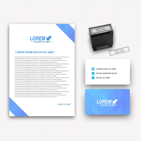 Sleek Blue Business Stationery Bundle – Business Cards, Letterheads & Stamp