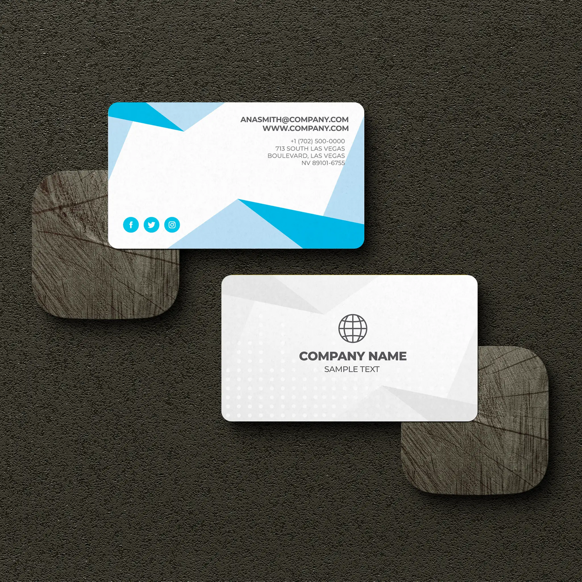 Modern Blue & White Geometric Business Cards