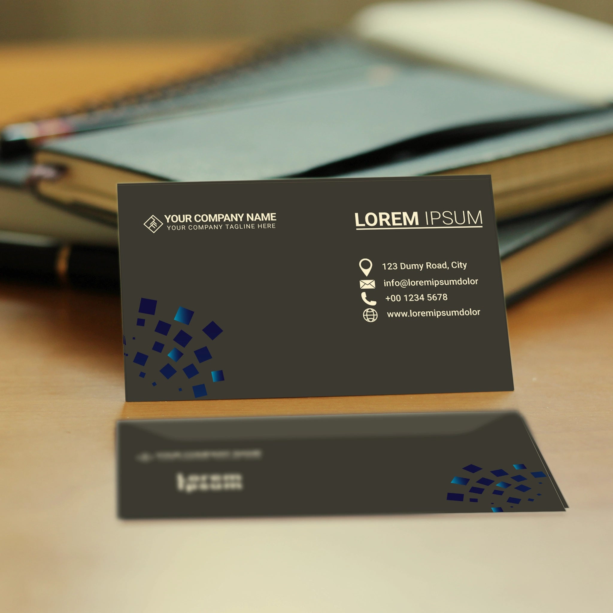 Black & Blue Business Cards – Sleek & Professional