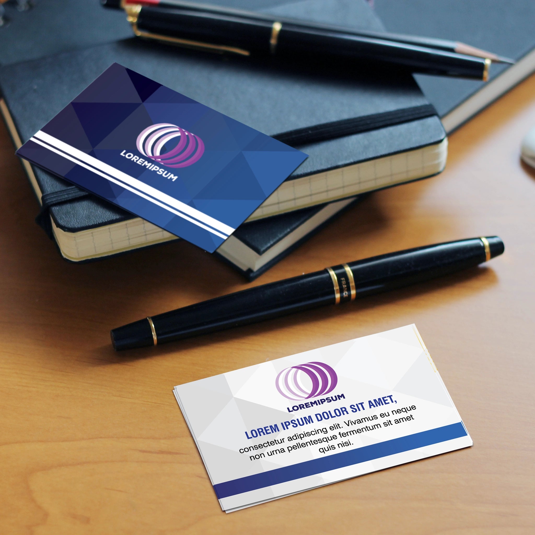 Elegant Beige & Blue Business Cards – Modern & Professional