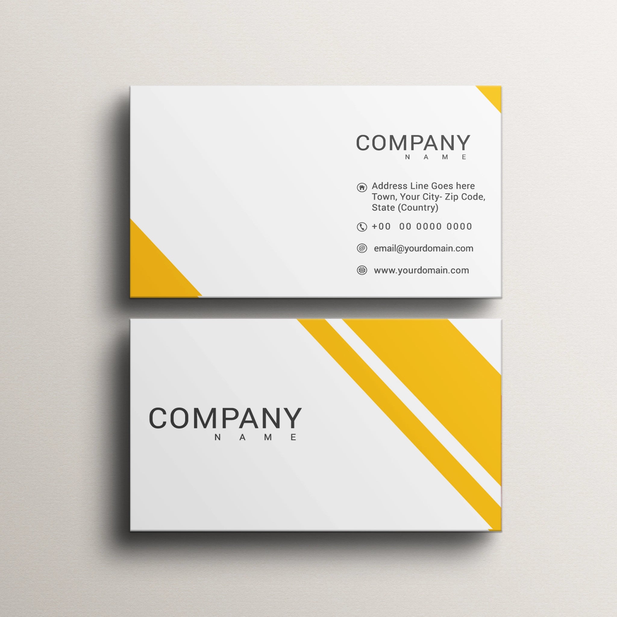 Minimalist Yellow Business Cards – Clean & Professional Design