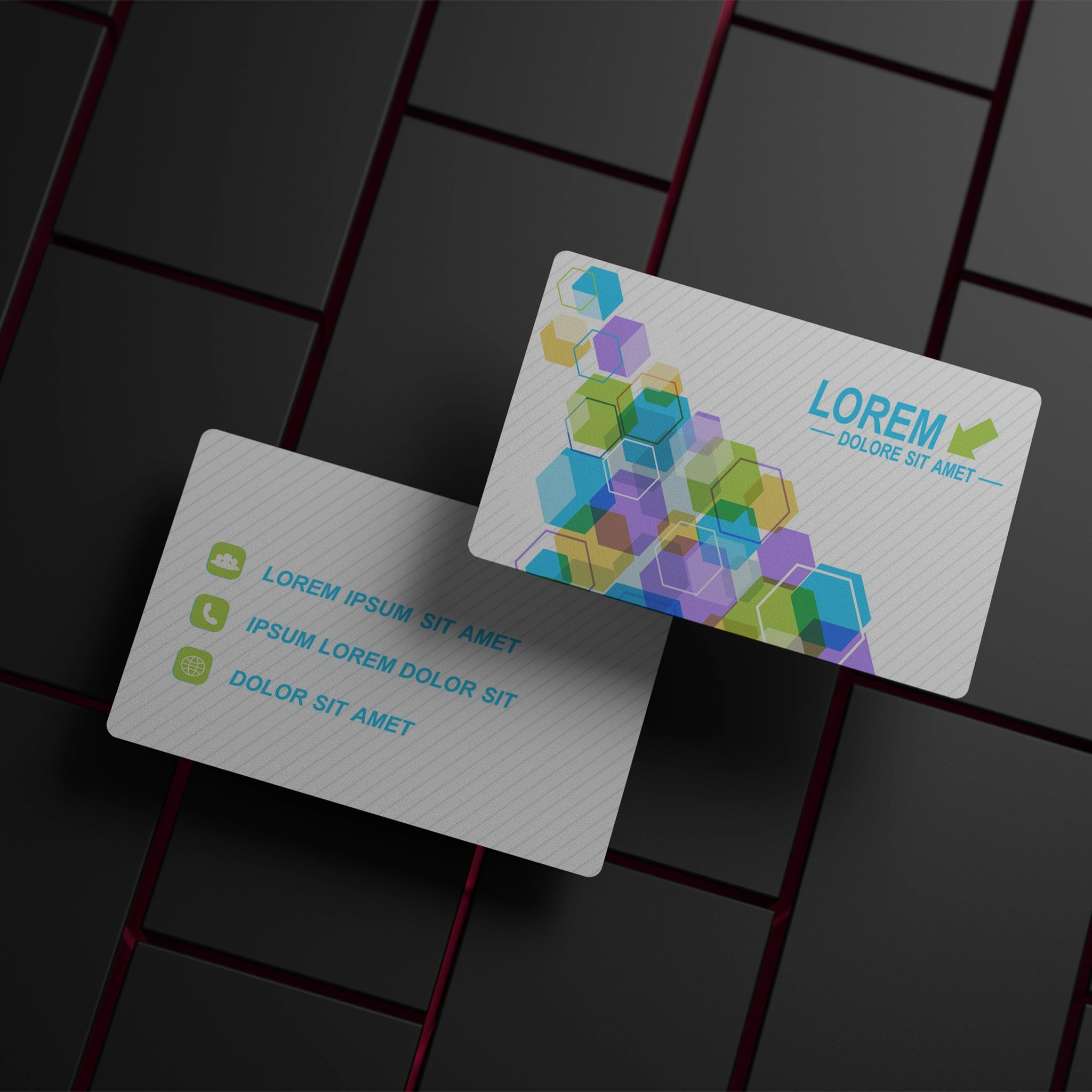 Modern Hexagonal Business Cards – Vibrant & Unique Design