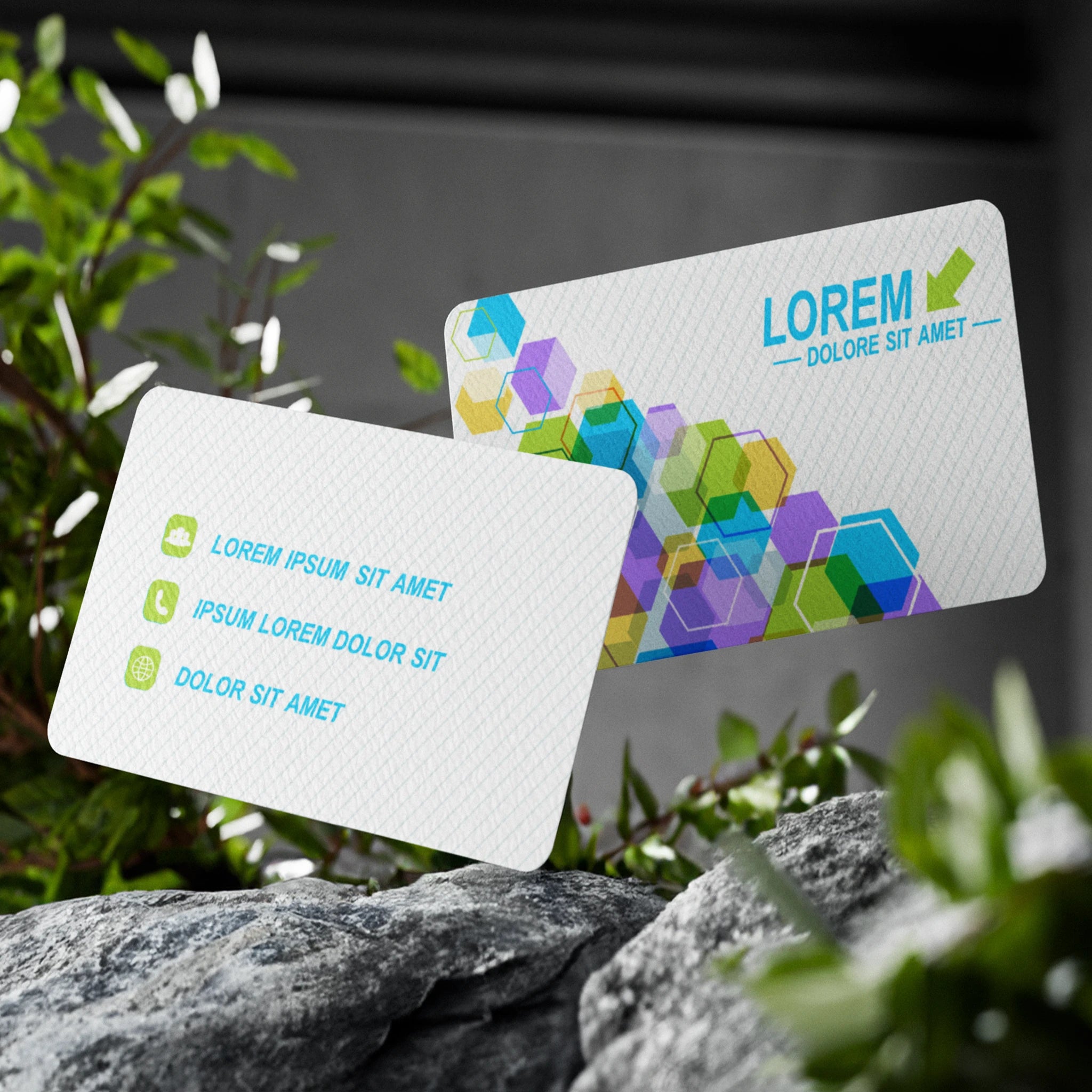 Modern Hexagonal Business Cards – Vibrant & Unique Design