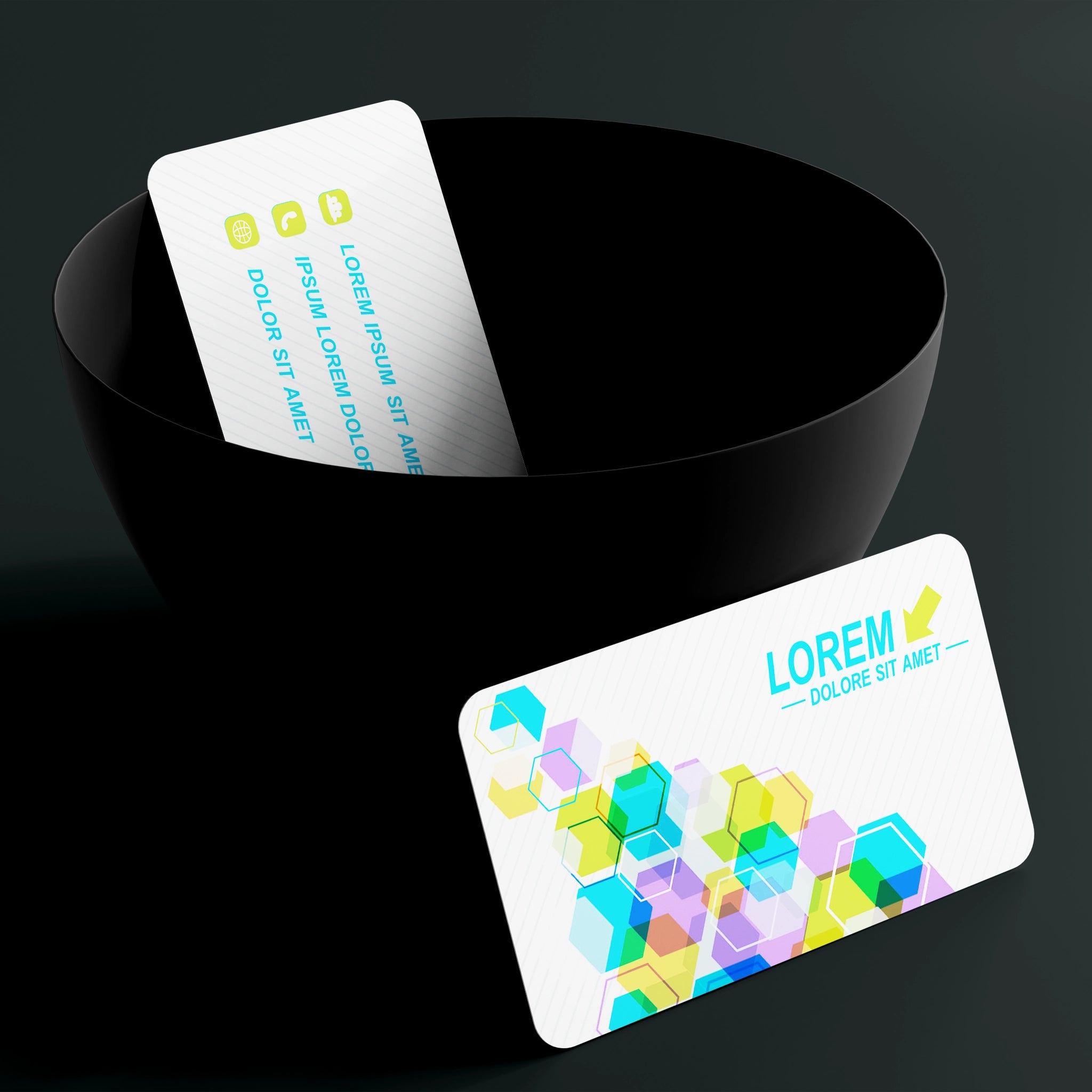 Modern Hexagonal Business Cards – Vibrant & Unique Design