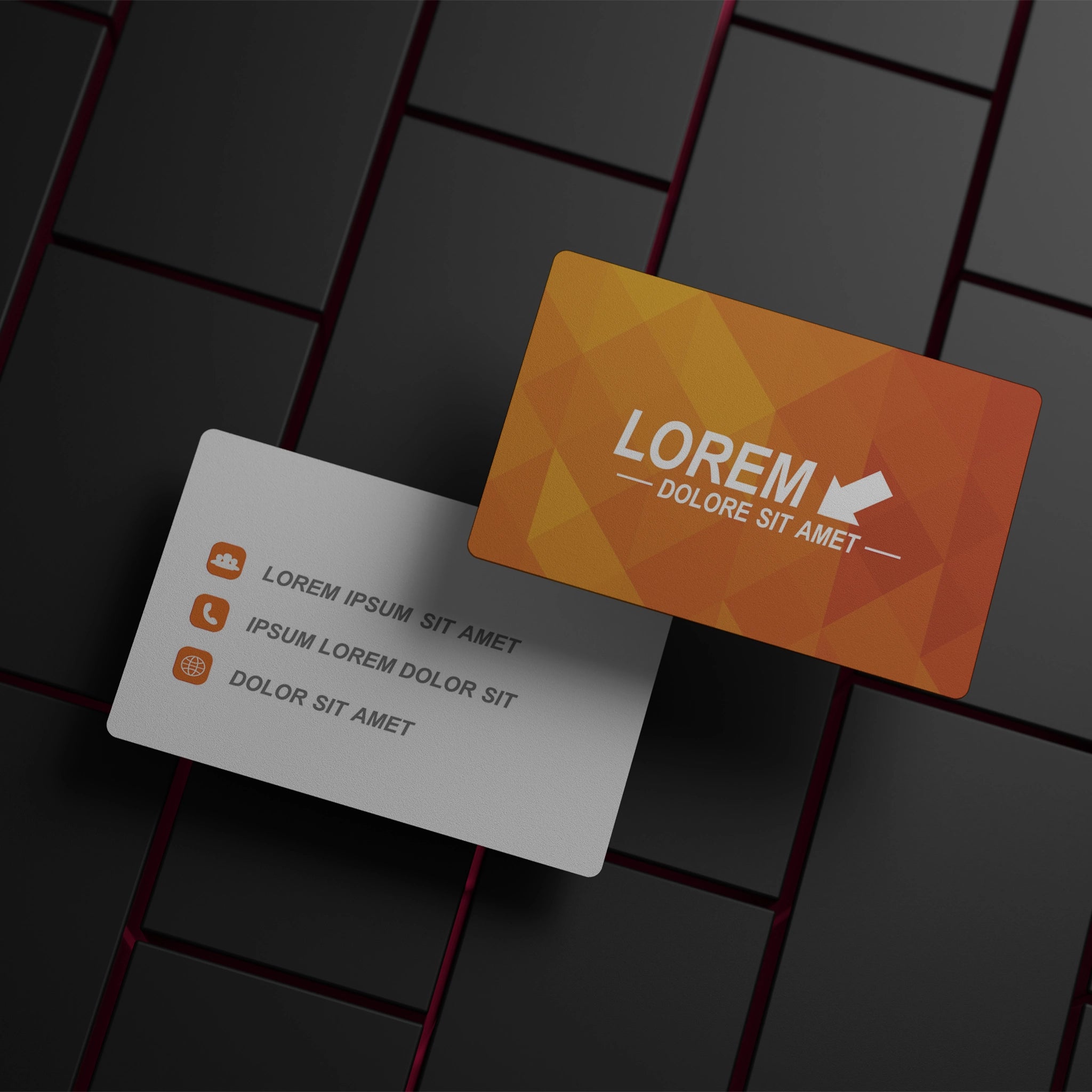 Geometric Orange Business Cards – Sleek & Professional Design