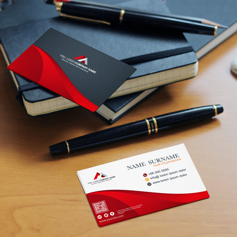 Red & Black Business Stationery Set – Business Cards, Letterheads & Stamp