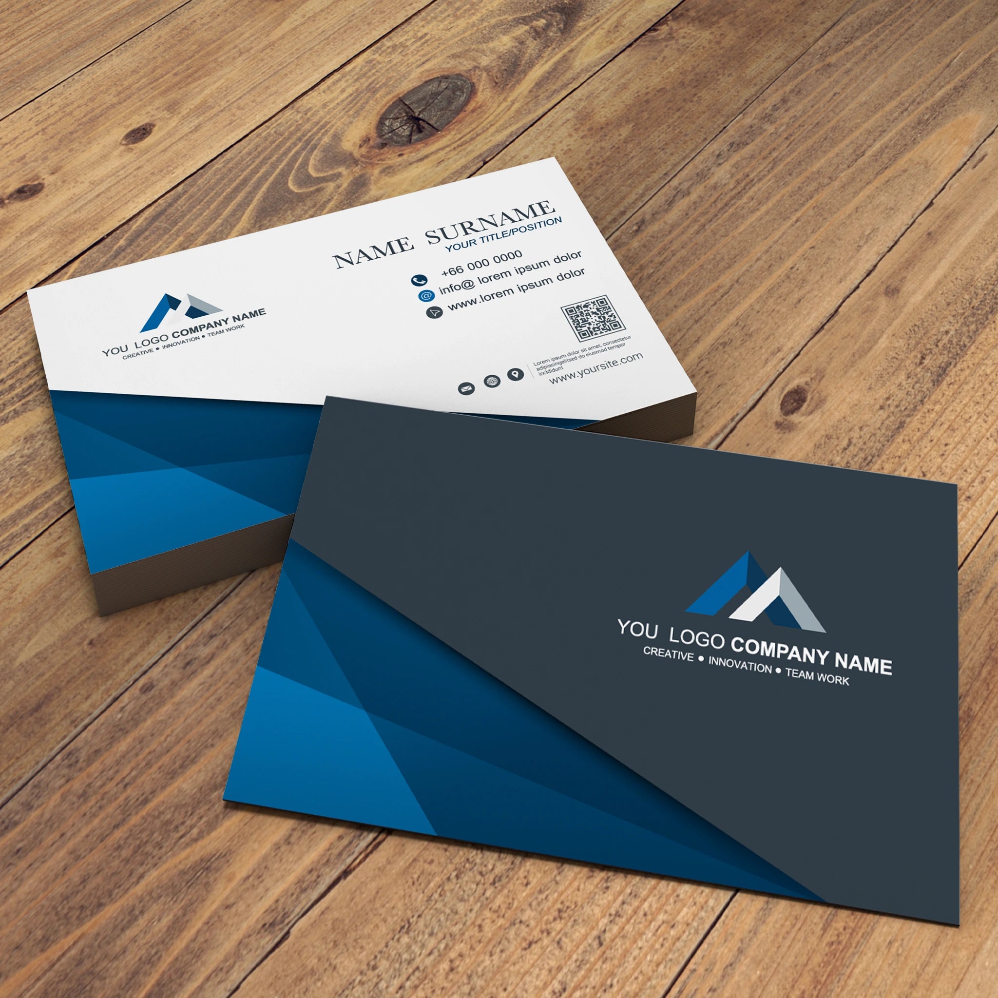 Professional Blue & Cream Business Cards – Premium Design