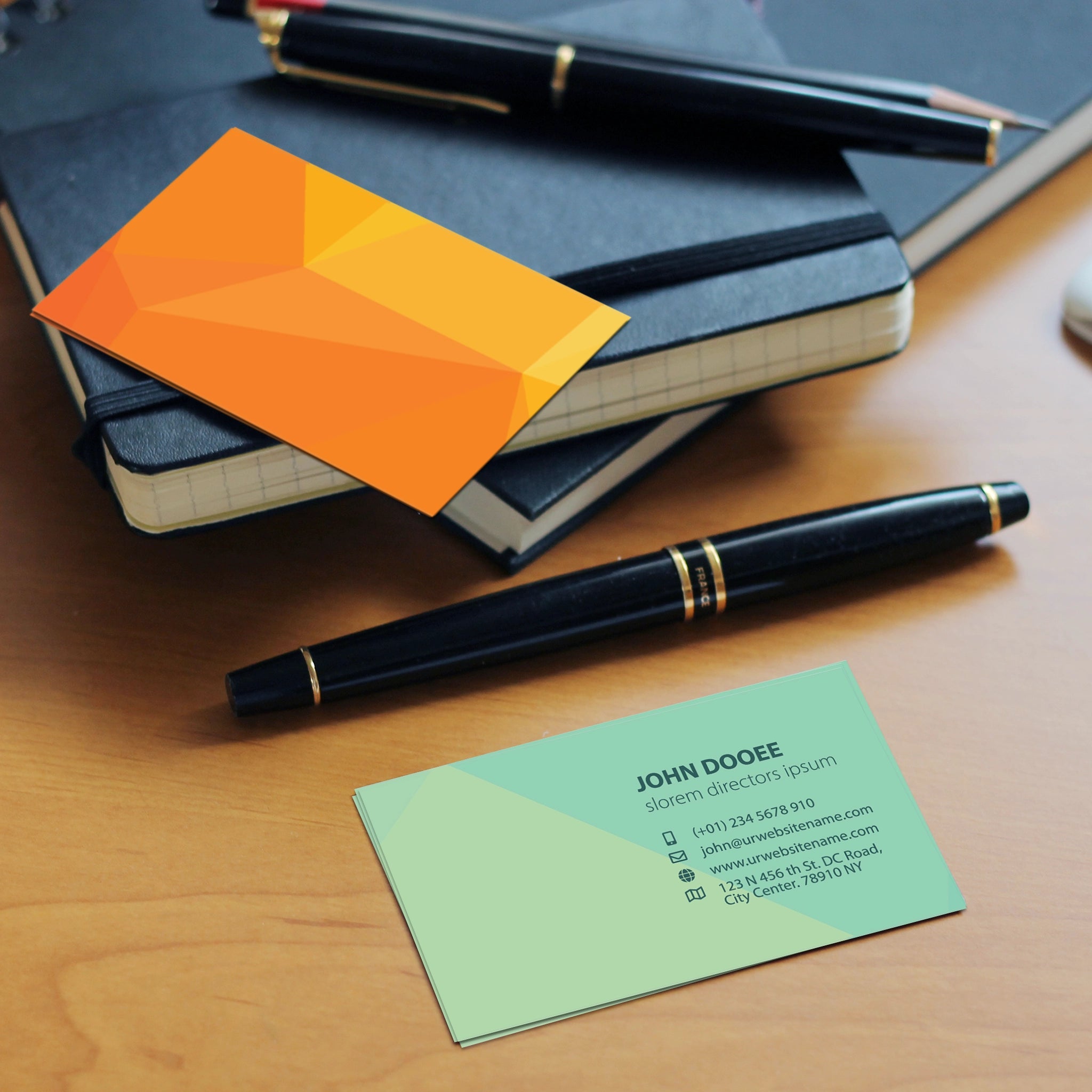 Professional Green & Orange Business Cards – Modern & Stylish