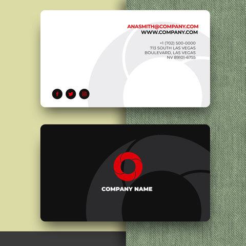Sleek Black & White Business Cards with Red Logo Accent