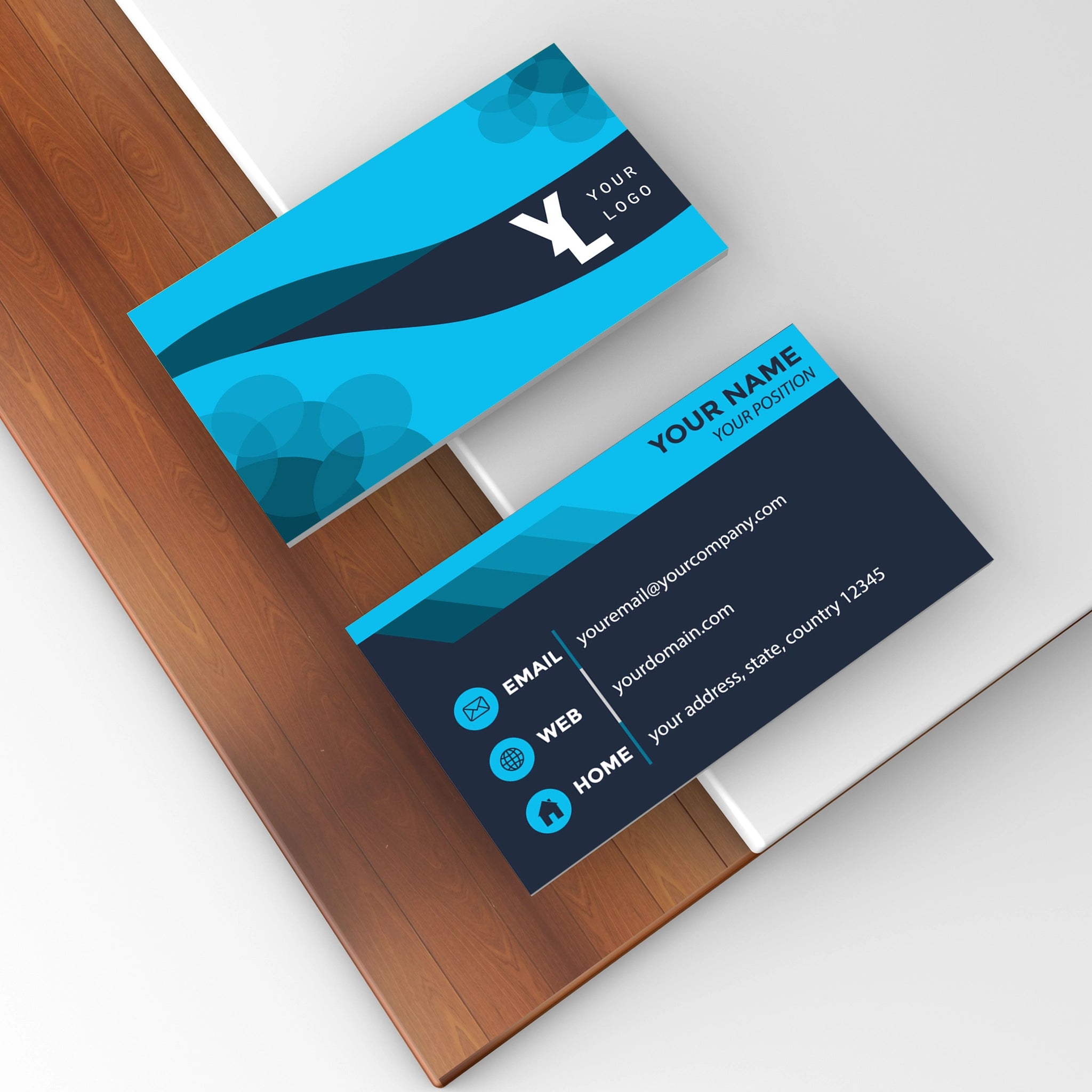 Professional Blue & Black Business Cards – Elegant & Customizable