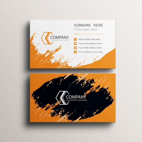 Custom Business Cards – Black & Orange Splash, Premium Print