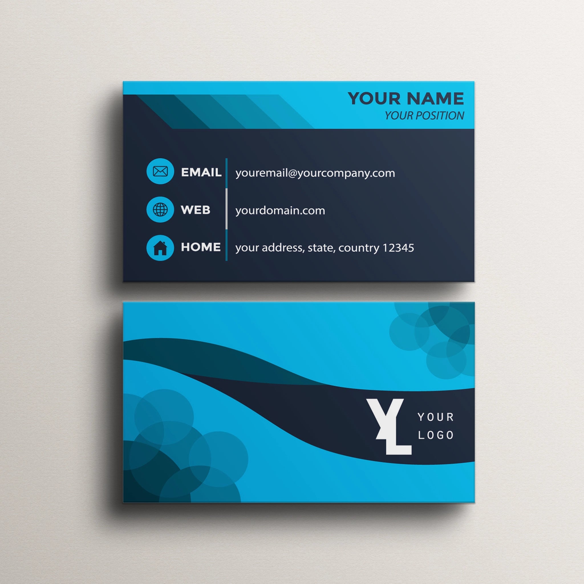 Professional Blue & Black Business Cards – Elegant & Customizable
