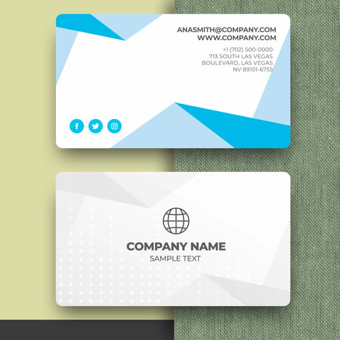Modern Blue & White Geometric Business Cards