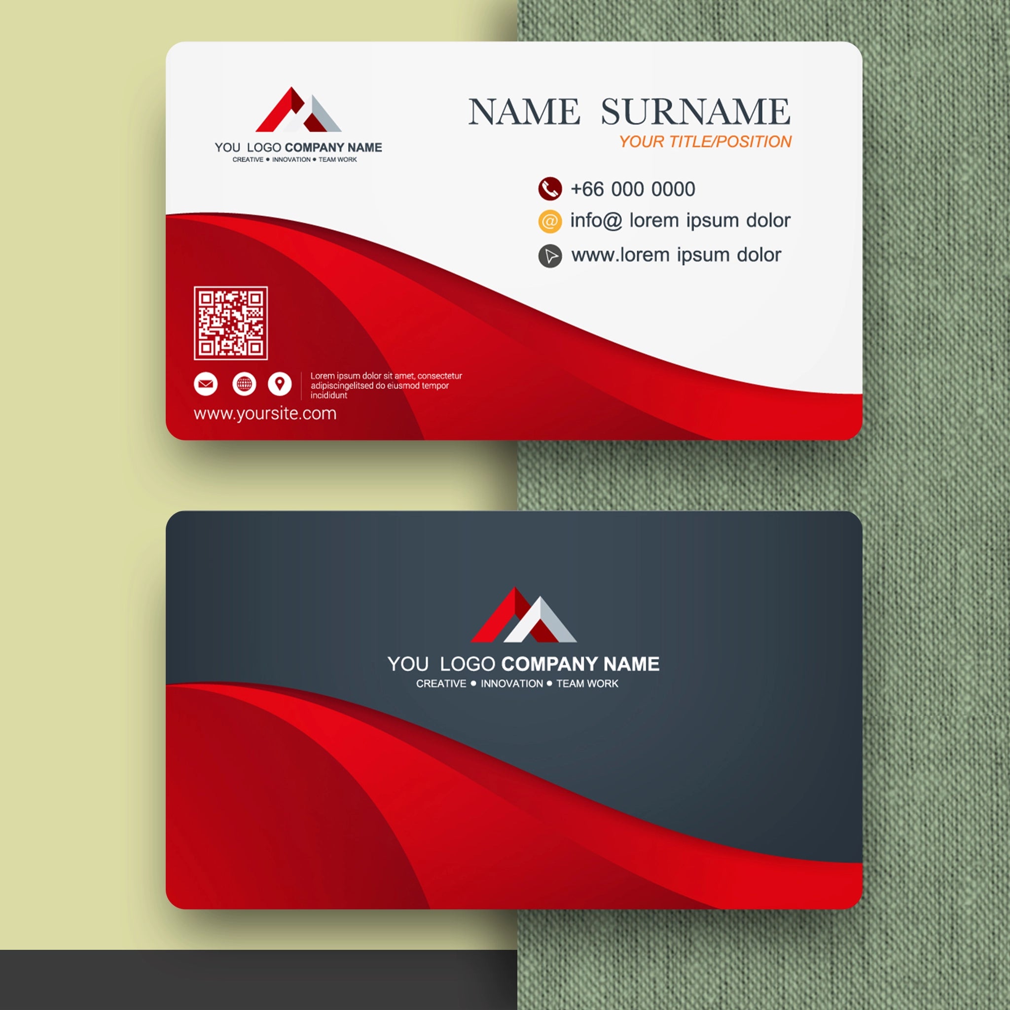 Business Cards – Red & Black, Premium Print