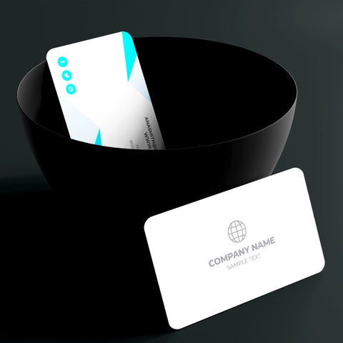 Modern Blue & White Geometric Business Cards
