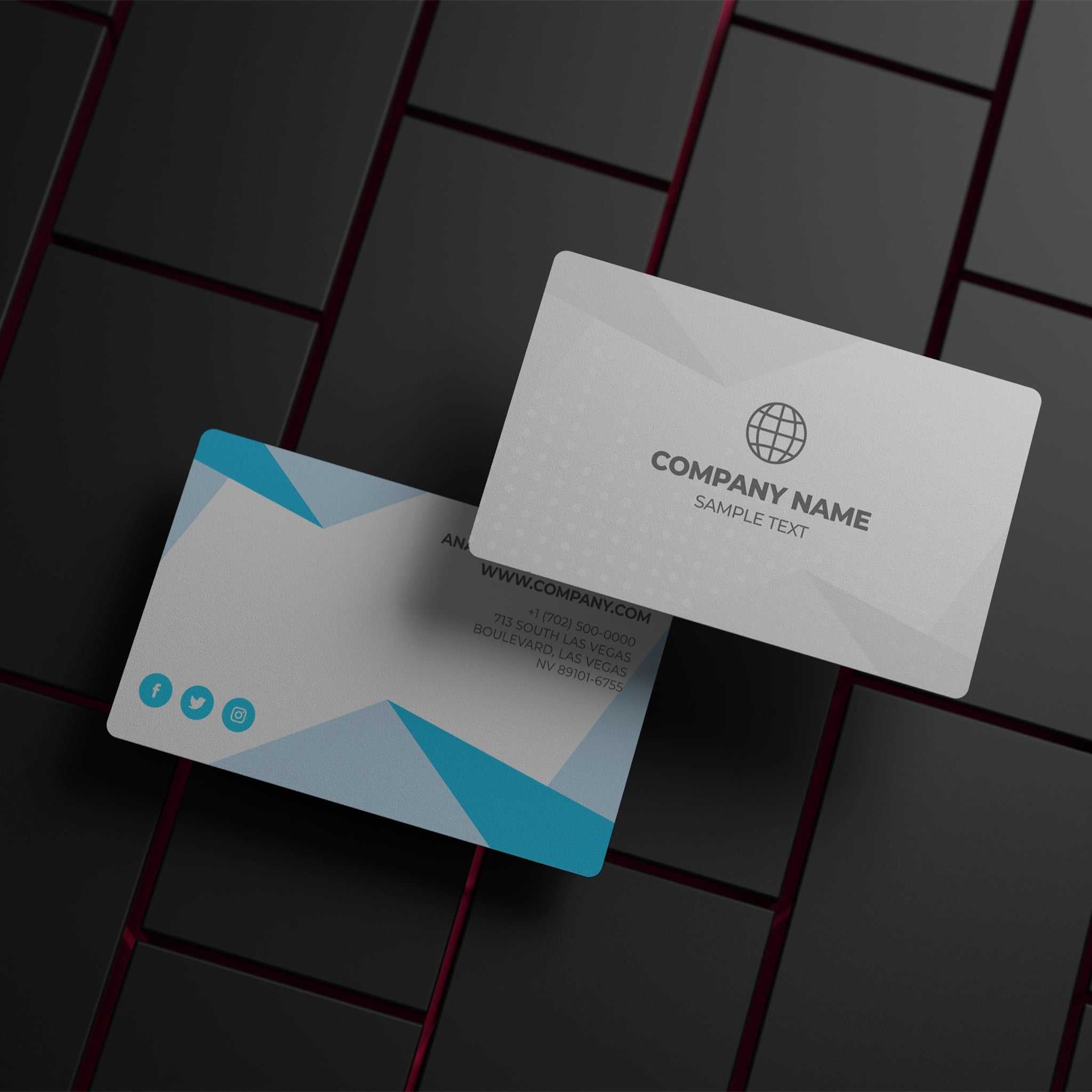 Modern Blue & White Geometric Business Cards