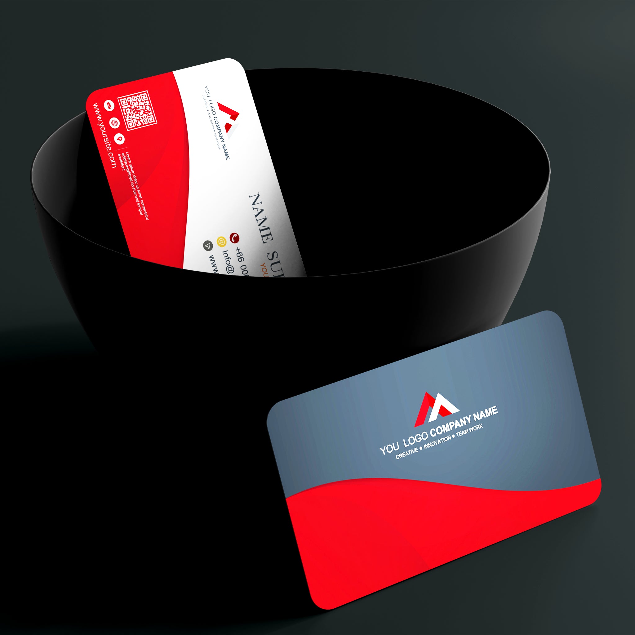 Business Cards – Red & Black, Premium Print