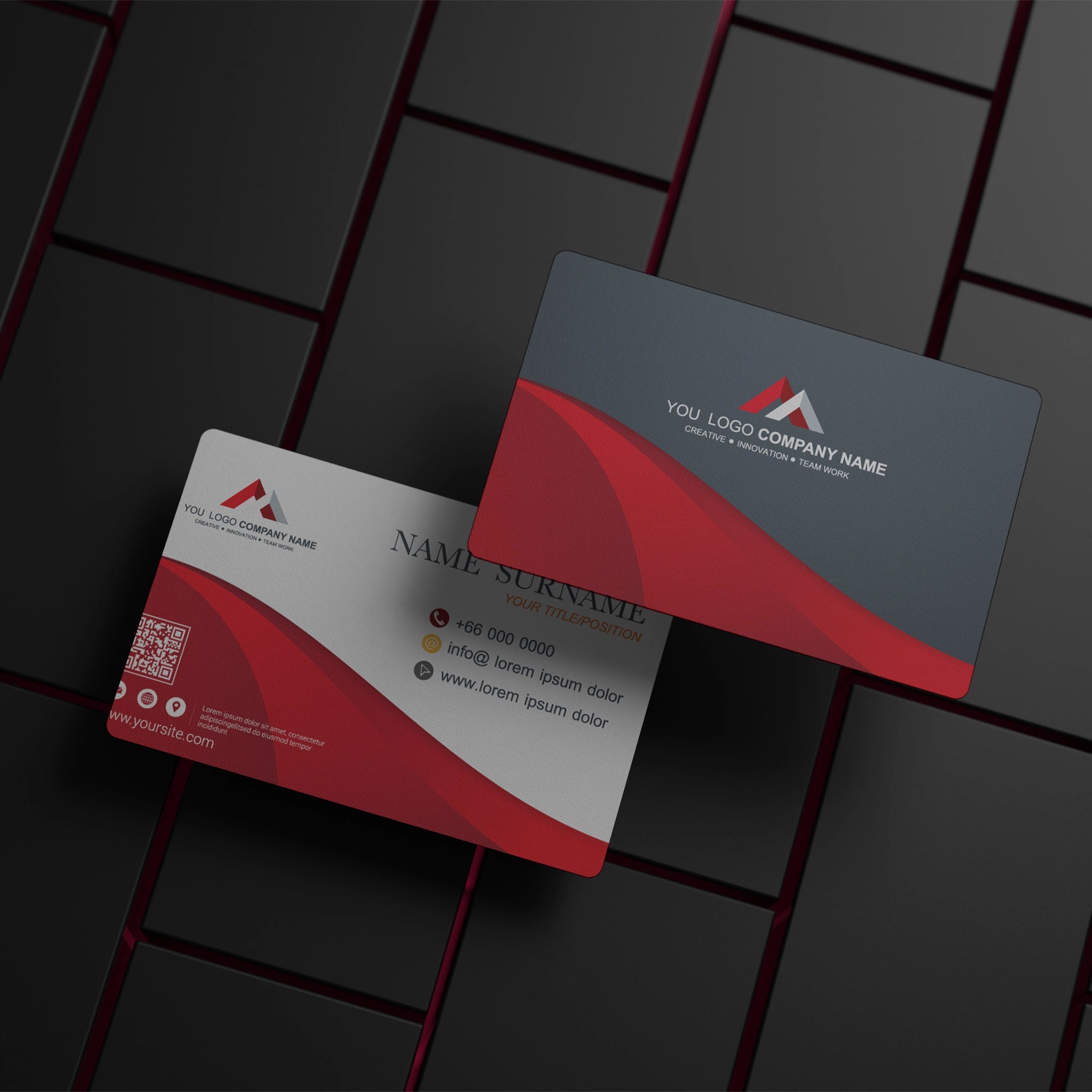 Business Cards – Red & Black, Premium Print