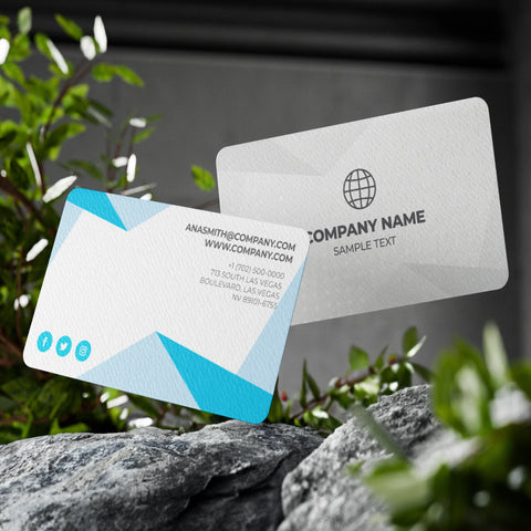 Modern Blue & White Geometric Business Cards