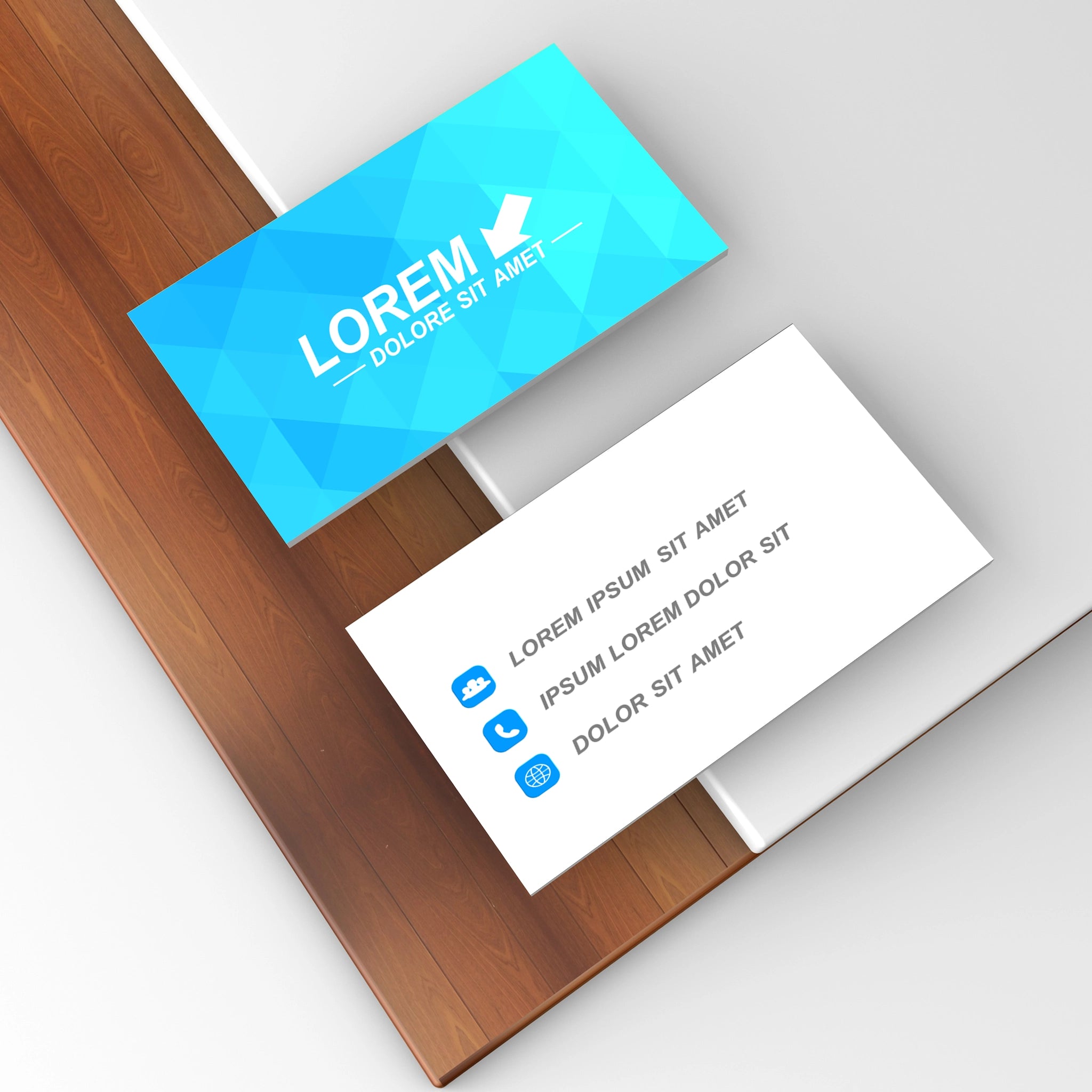 Blue Geometric Design Business Cards, Premium Finish