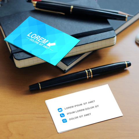 Blue Geometric Design Business Cards, Premium Finish