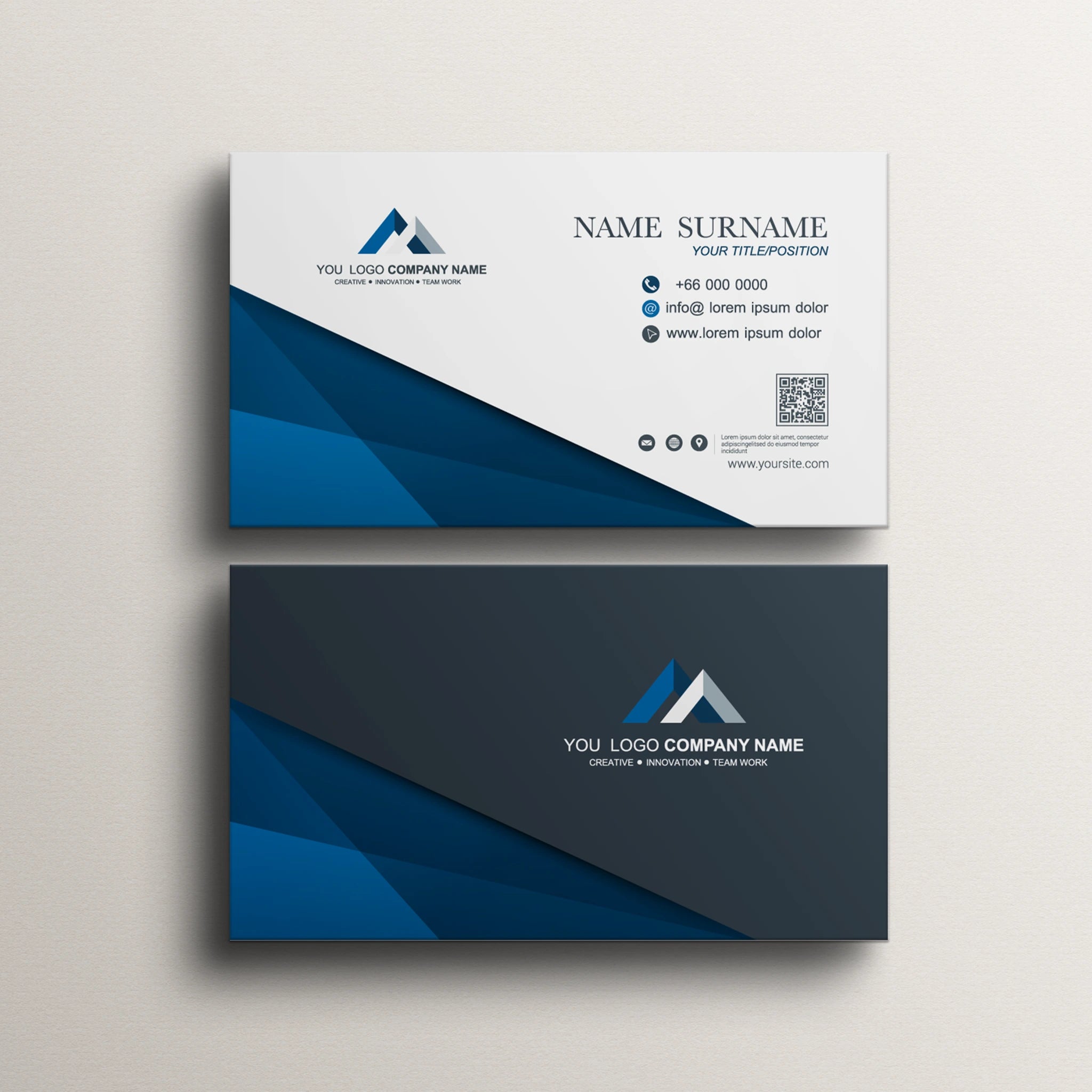 Professional Blue & Cream Business Cards – Premium Design