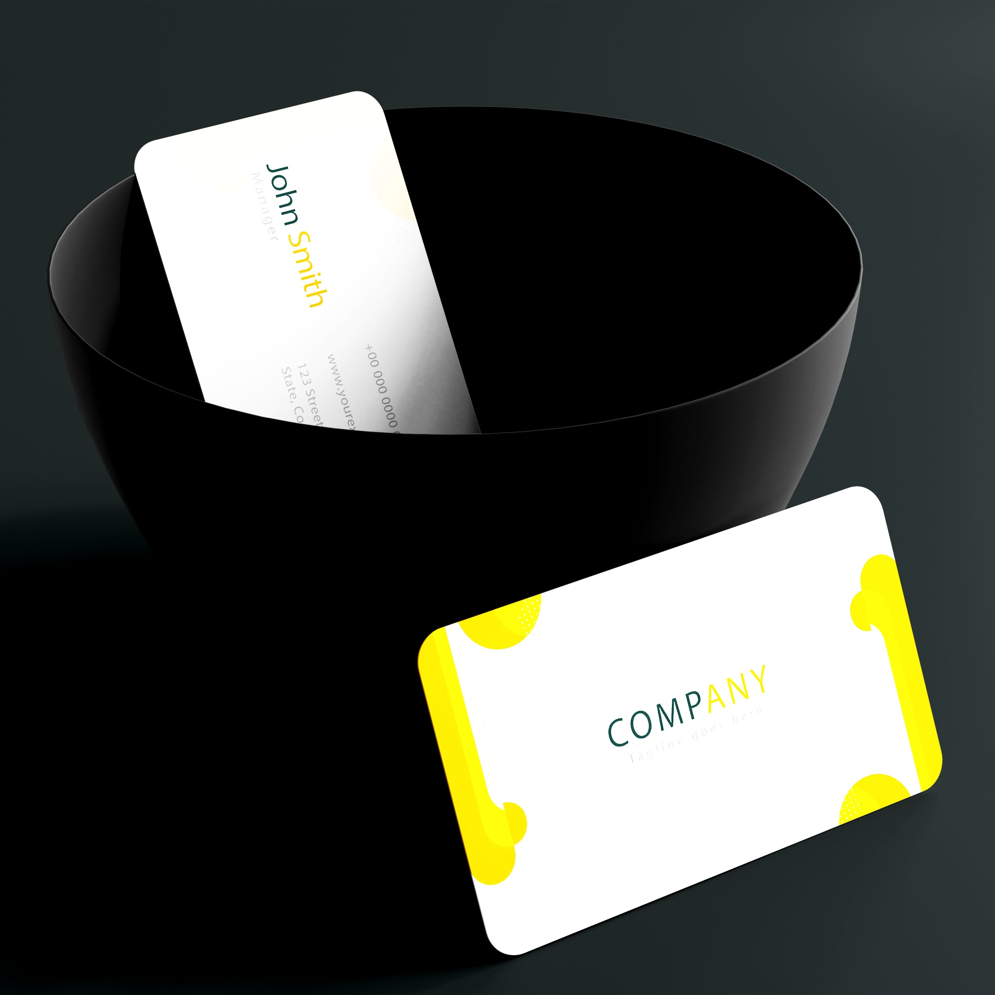 Minimalist White & Yellow Business Cards – Modern & Professional