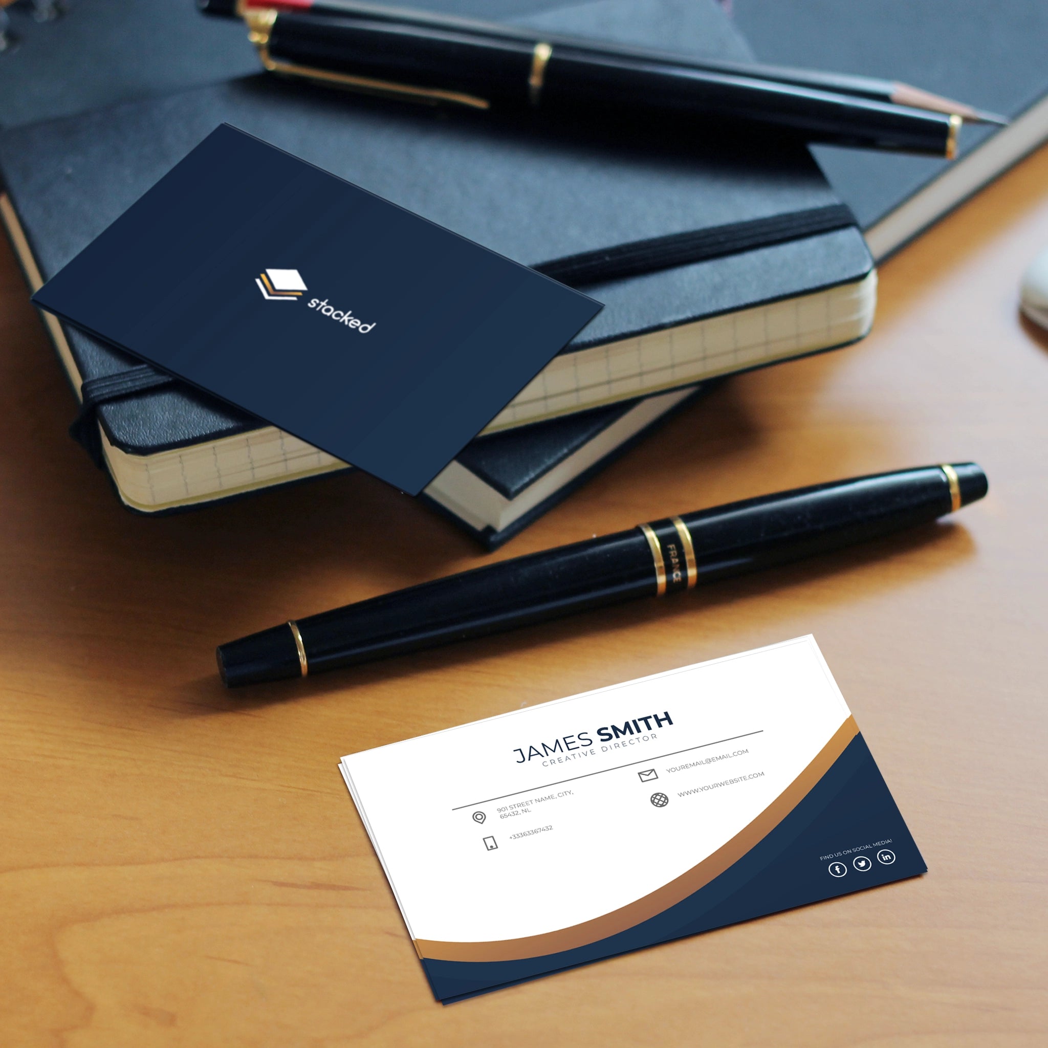 Luxury Navy & Gold Business Cards – Premium & Stylish